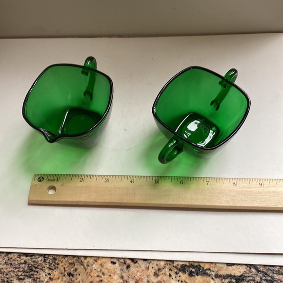 Vintage Anchor Hocking Charm forest green glass cream and sugar - Picture 6 of 6